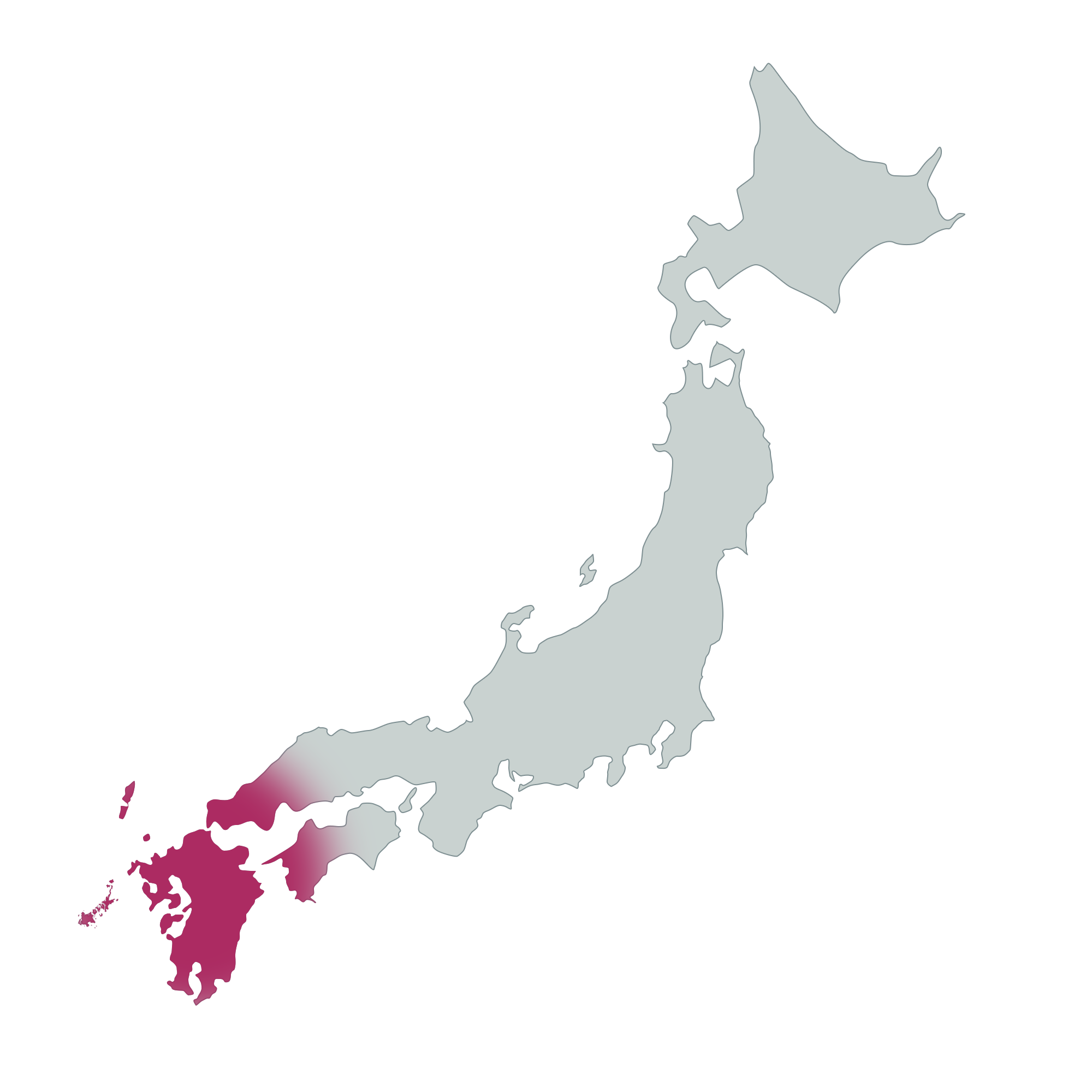 Map of Japan highlighting Kyushu, the region nearest the Goto Islands.